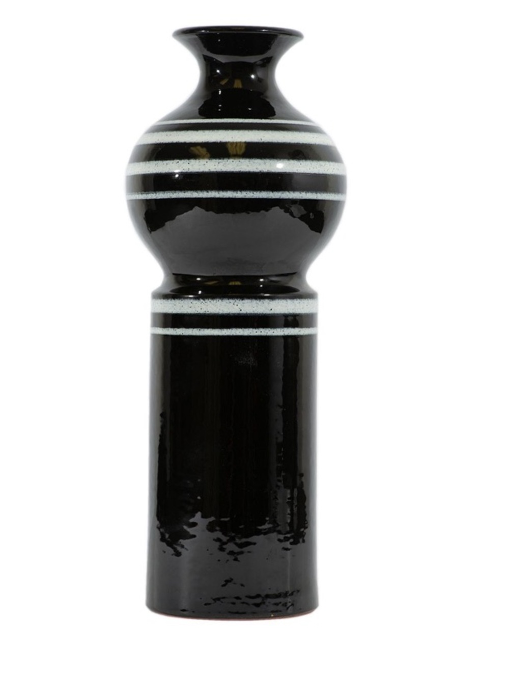 Bitossi Aldo Londi Black and White Striped Ceramic Vase